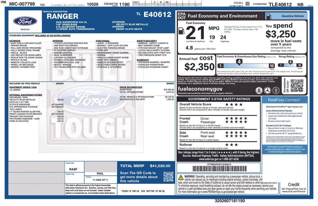 New 2026 Ford Ranger XL w/ Trailer Tow Package AWD/4WD image 13