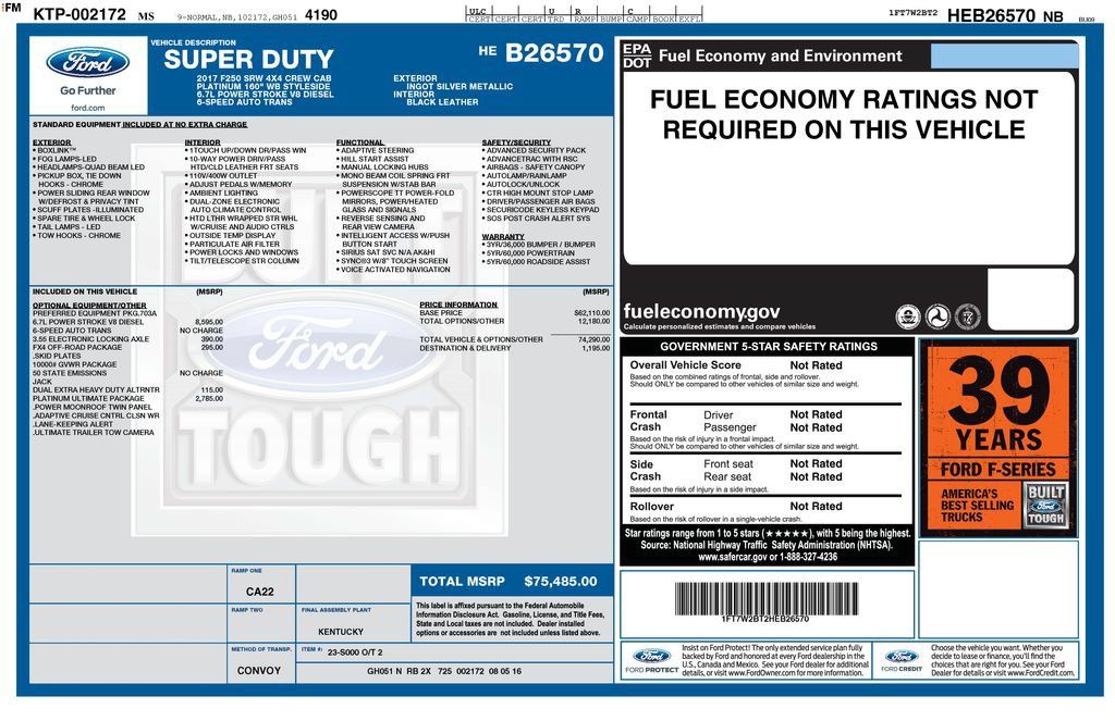 Used 2017 Ford F250 Platinum w/ Platinum Ultimate Package AWD/4WD image 2