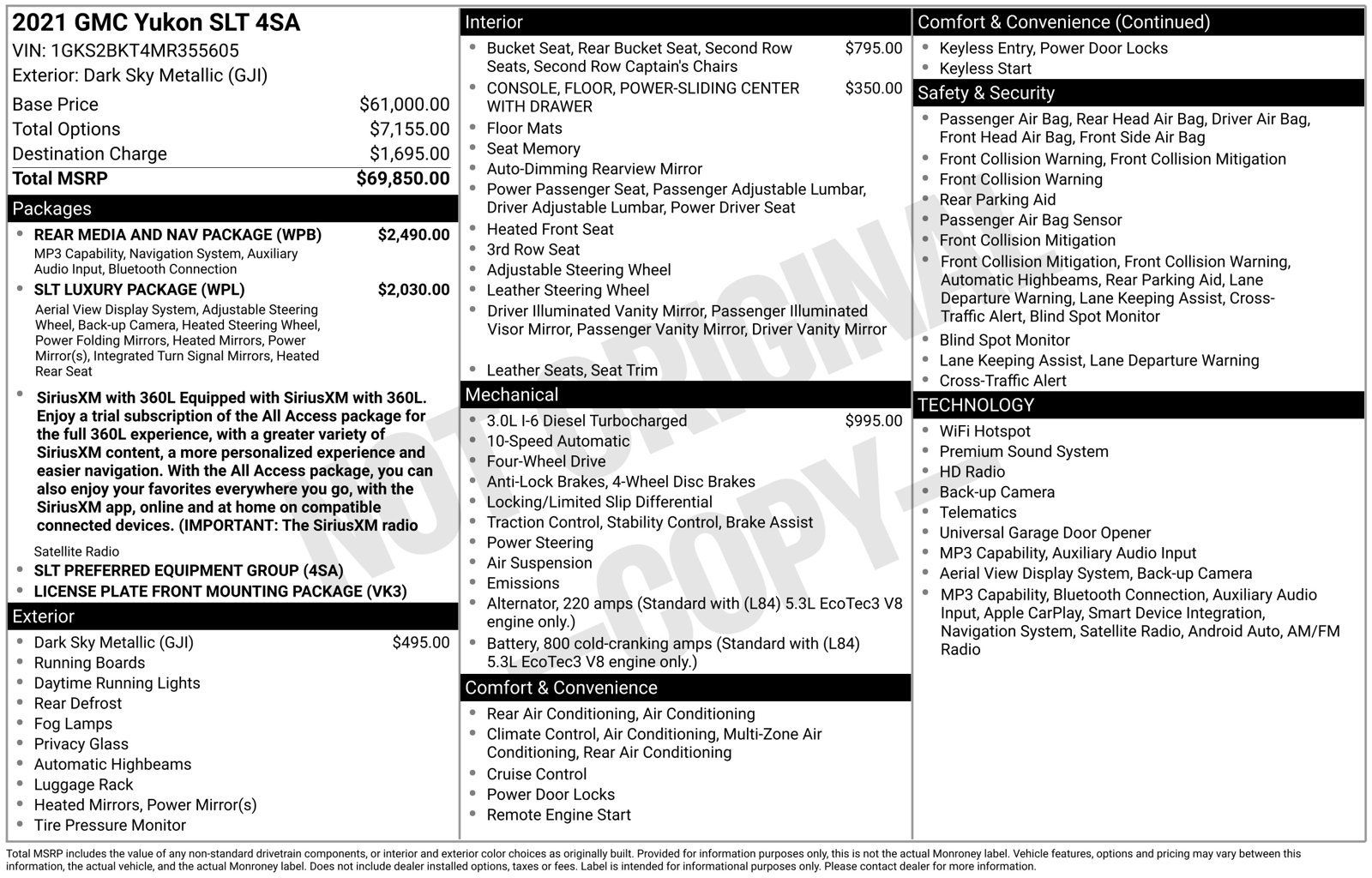Used 2021 GMC Yukon SLT w/ Rear Media and Nav Package AWD/4WD image 15