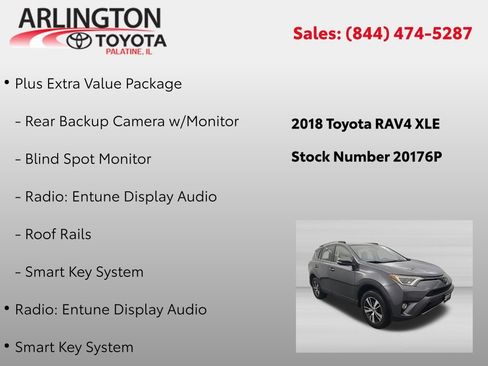 Used 2018 Toyota RAV4 XLE w/ Plus Extra Value Package FWD image 2