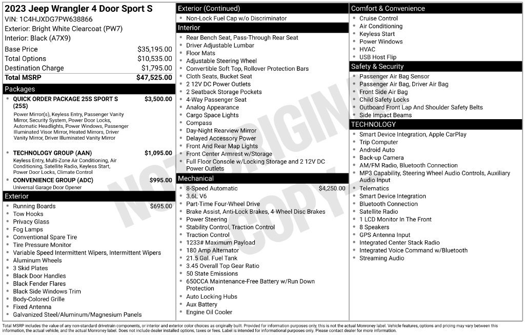 Used 2023 Jeep Wrangler Unlimited Sport AWD/4WD image 8