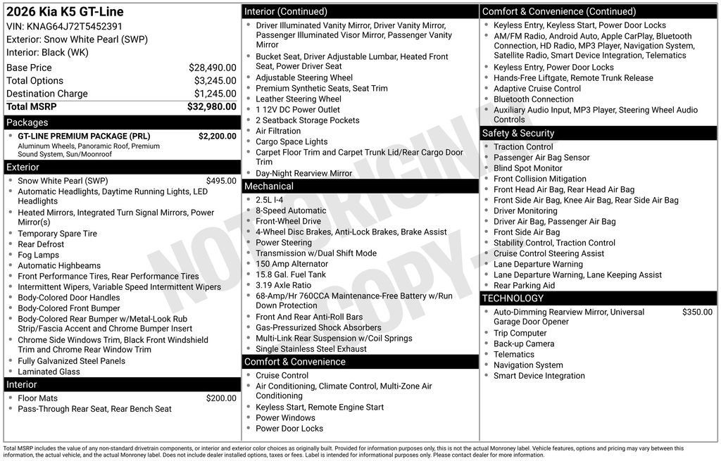 New 2026 Kia K5 GT-Line w/ GT-Line Premium Package FWD image 4