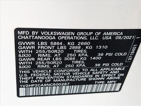 Used 2022 Volkswagen Atlas SE w/ Black Wheel Package image 25