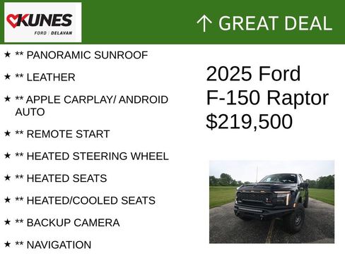Used 2025 Ford F150 Raptor w/ Equipment Group 803A Raptor R AWD/4WD image 2