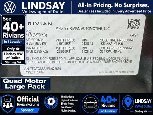 Used 2023 Rivian R1T Adventure AWD/4WD image 30