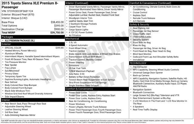 Used 2015 Toyota Sienna XLE Premium FWD image 37
