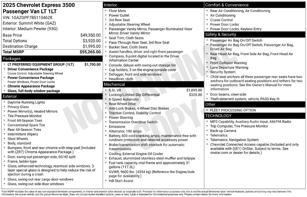 Used 2025 Chevrolet Express 3500 LT w/ LT Preferred Equipment Group RWD image 27