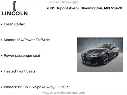 Used 2022 Lexus RC 350 F Sport w/ Accessory Package 2 AWD/4WD image 5
