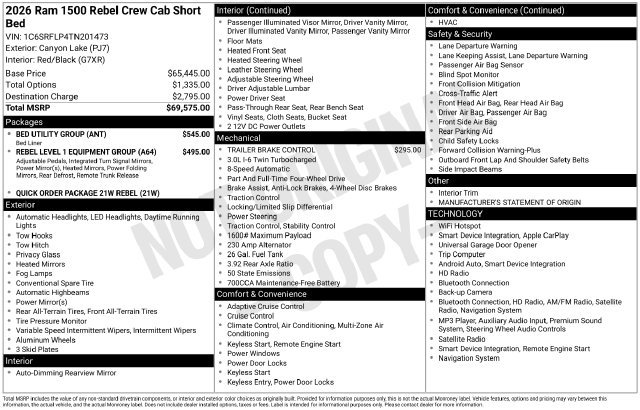 Used 2026 RAM 1500 Rebel w/ Bed Utility Group AWD/4WD image 40