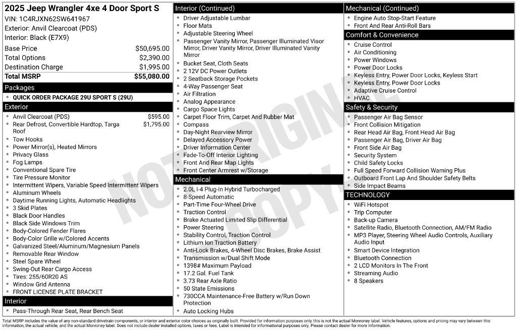 Used 2025 Jeep Wrangler Unlimited Sport S 4xe AWD/4WD image 24