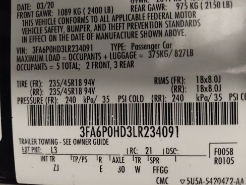 Used 2020 Ford Fusion SE w/ Equipment Group 151A FWD image 33