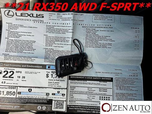 Used 2021 Lexus RX 350 F Sport w/ Cold Area Package (CT) AWD/4WD image 7