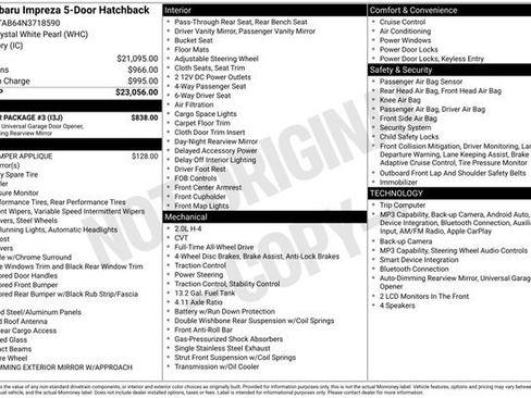 Used 2022 Subaru Impreza 2.0i w/ Popular Package #3 AWD/4WD image 7