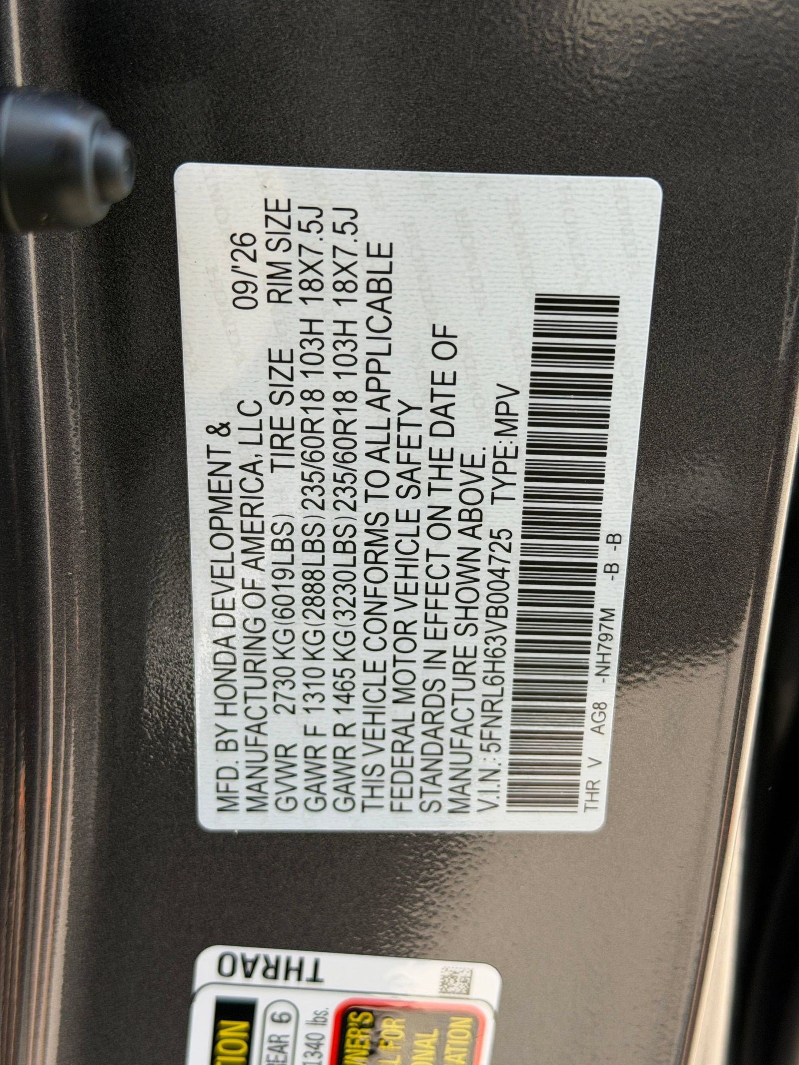 New 2027 Honda Odyssey EX-L image 22
