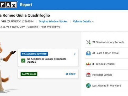 Used 2018 Alfa Romeo Giulia Quadrifoglio w/ Driver Assist Dynamic Package RWD image 7