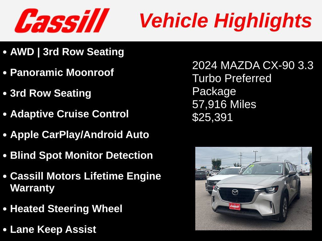 Used 2024 MAZDA CX-90 3.3 Turbo w/ Preferred Package AWD/4WD image 3