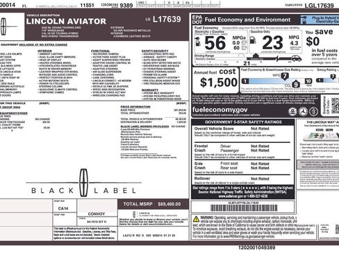 Used 2020 Lincoln Aviator Black Label Grand Touring w/ Class IV Trailer Tow Package image 39