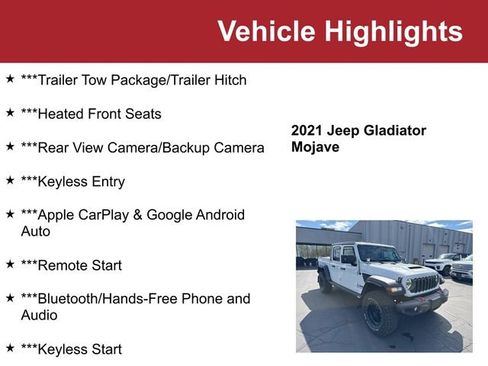 Used 2021 Jeep Gladiator Mojave w/ Cold Weather Group AWD/4WD image 2