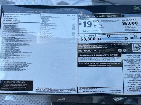 New 2026 Land Rover Range Rover Sport Dynamic SE AWD/4WD image 29