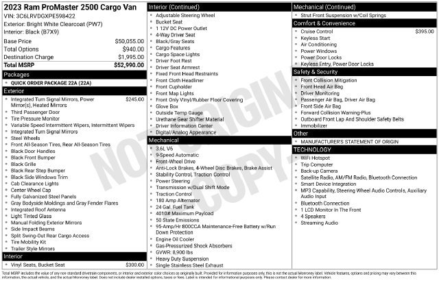 Used 2023 RAM ProMaster 2500 FWD image 2