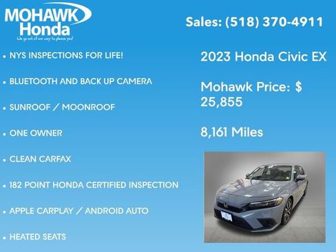 Certified 2023 Honda Civic EX image 7