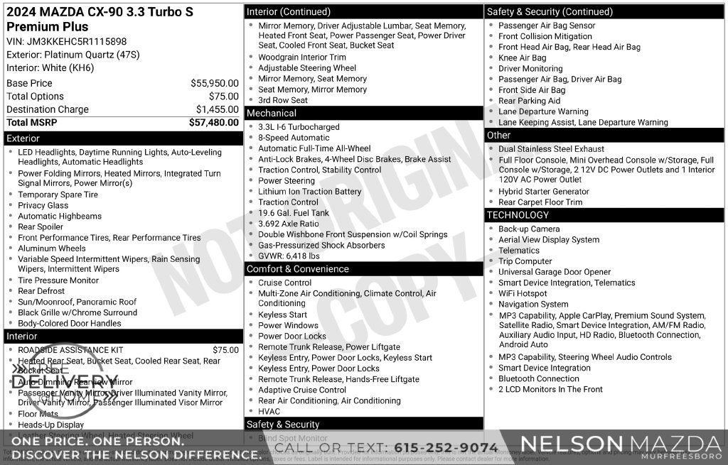 Certified 2024 MAZDA CX-90 3.3 Turbo S w/ Premium Plus AWD/4WD image 32