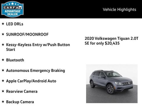 Certified 2020 Volkswagen Tiguan SE w/ Panoramic Sunroof Package AWD/4WD image 4