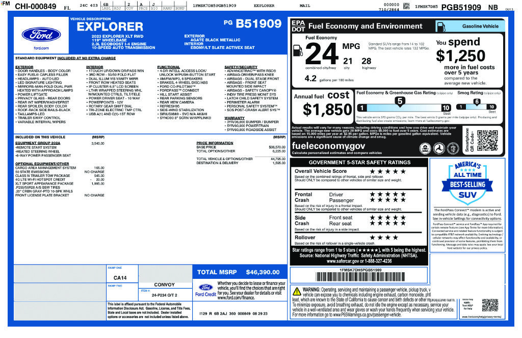 Used 2023 Ford Explorer XLT w/ Equipment Group 202A RWD image 16