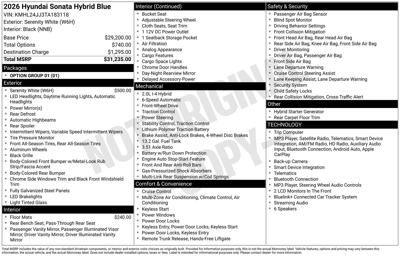 New 2026 Hyundai Sonata Blue FWD image 22