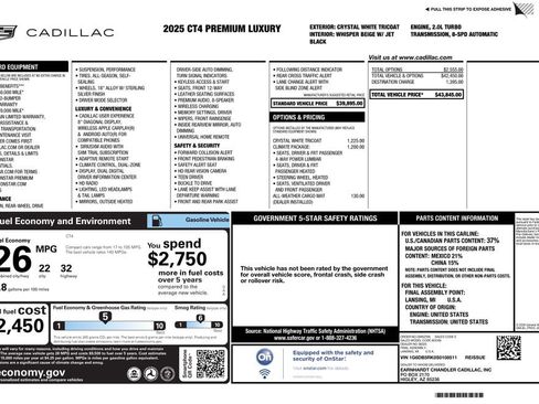 Used 2025 Cadillac CT4 Premium Luxury RWD image 5