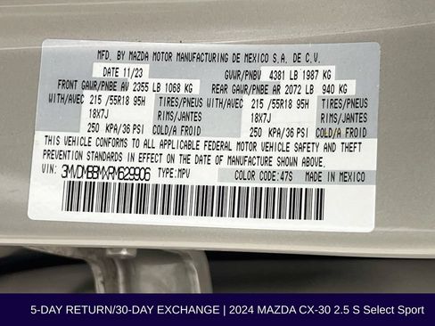 Used 2024 MAZDA CX-30 AWD 2.5 S w/ Select Sport Pkg image 35