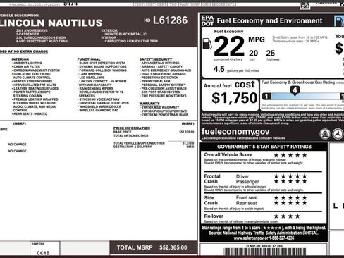 Used 2019 Lincoln Nautilus Reserve AWD/4WD image 2