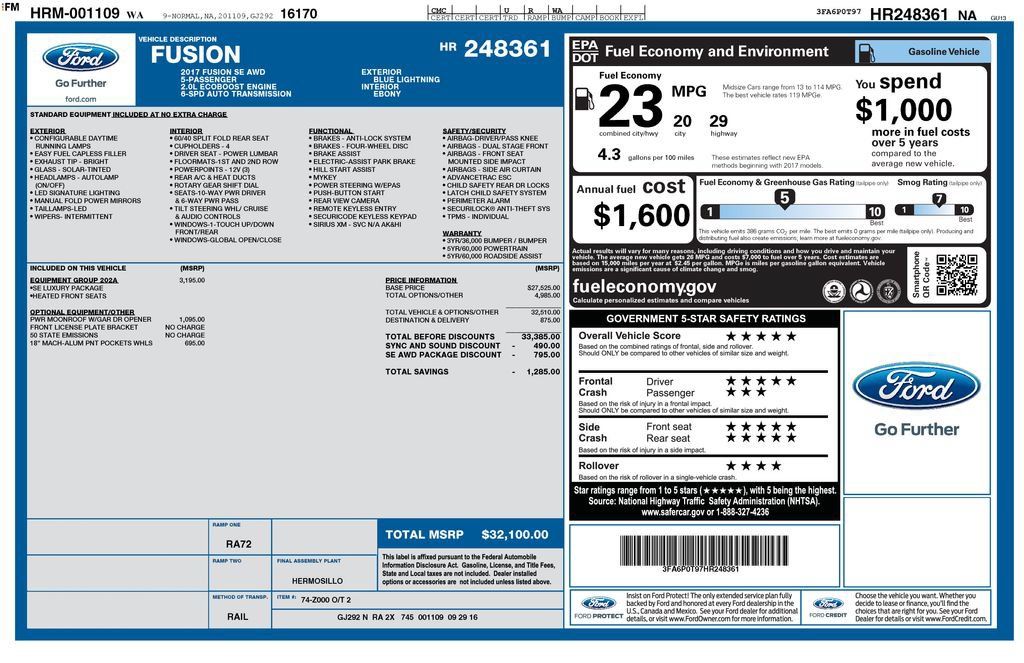 Used 2017 Ford Fusion SE AWD/4WD image 3