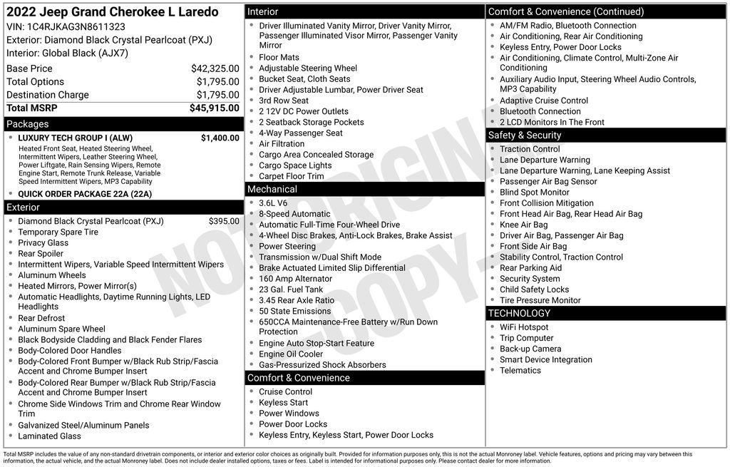 Used 2022 Jeep Grand Cherokee L Laredo w/ Luxury Tech Group I AWD/4WD image 5
