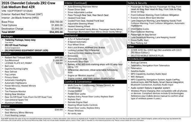 New 2026 Chevrolet Colorado ZR2 AWD/4WD image 36