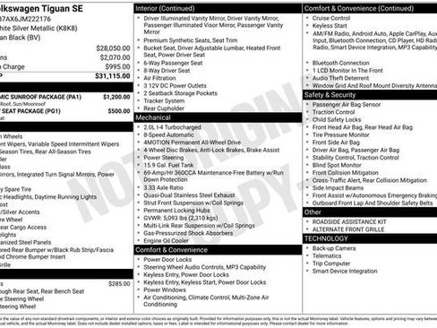 Used 2018 Volkswagen Tiguan SE w/ Panoramic Sunroof Package AWD/4WD image 31