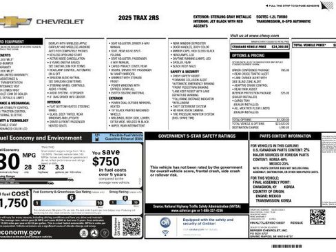 Used 2025 Chevrolet Trax RS w/ Driver Confidence Package FWD image 3