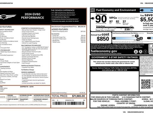 Used 2024 Genesis GV60 Performance AWD/4WD image 4