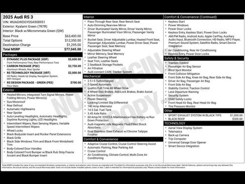 Used 2025 Audi RS 3 w/ Dynamic Plus Package image 3