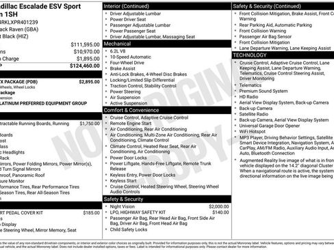 Used 2023 Cadillac Escalade ESV Sport Platinum w/ LPO, ONYX Package AWD/4WD image 2