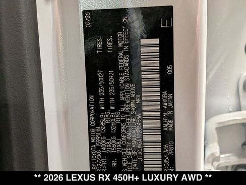 New 2026 Lexus RX 450h AWD w/ Convenience Package image 18
