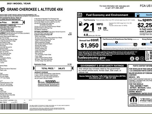 Used 2021 Jeep Grand Cherokee L Laredo AWD/4WD image 5