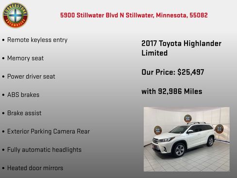 Used 2017 Toyota Highlander Limited w/ Carpet Mat Package AWD/4WD image 10