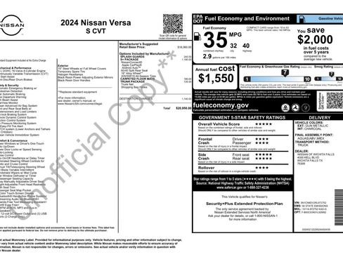 Used 2024 Nissan Versa S w/ S Plus Package FWD image 47