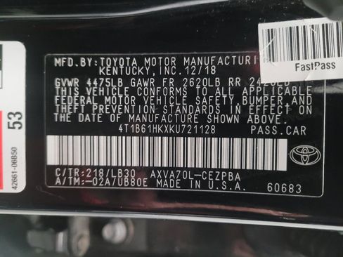 Used 2019 Toyota Camry XSE w/ Carpet Mat Package image 33