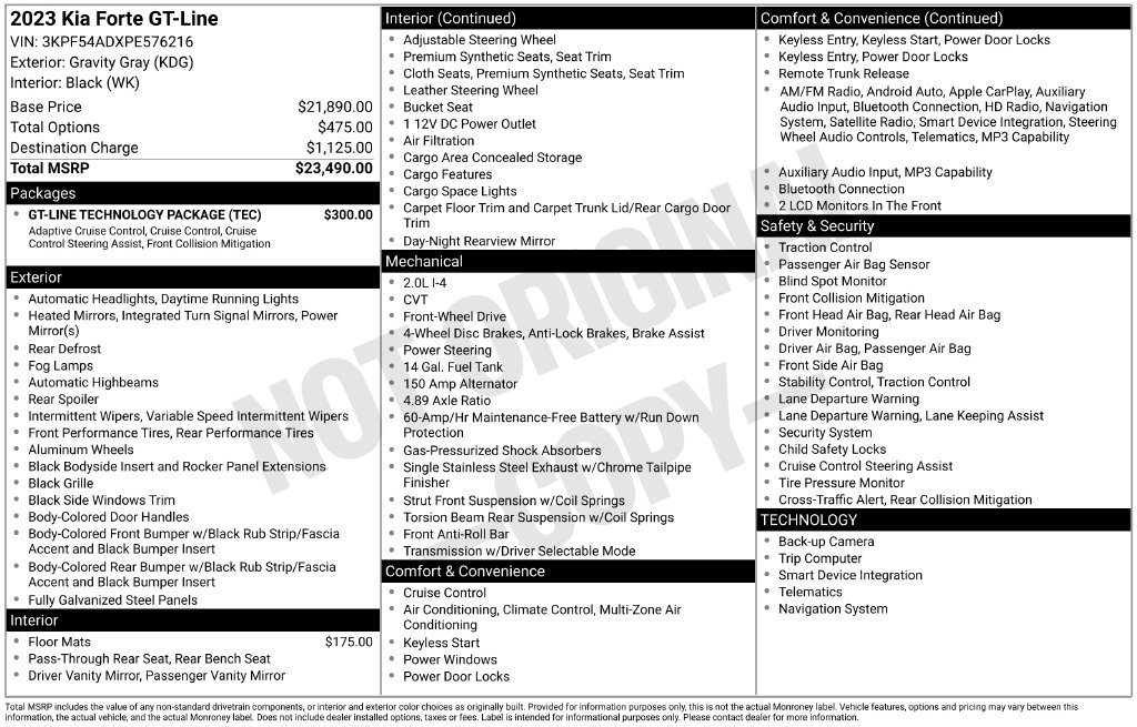 Used 2023 Kia Forte GT-Line w/ GT-Line Technology Package FWD image 33