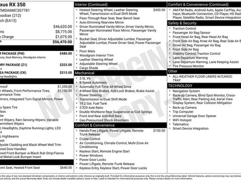 Used 2021 Lexus RX 350 AWD w/ Premium Package image 39