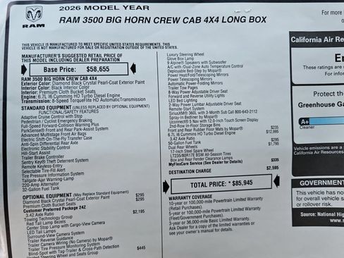 New 2026 RAM 3500 Big Horn AWD/4WD image 18