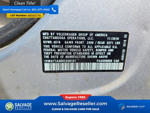 Used 2017 Volkswagen Passat 1.8T S image 16