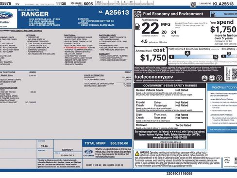 Certified 2019 Ford Ranger XLT w/ Equipment Group 302A Luxury image 37